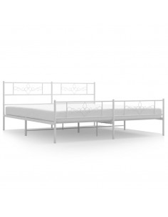 Giroletto con Testiera e Pediera Metallo Bianco 193x203 cm 2