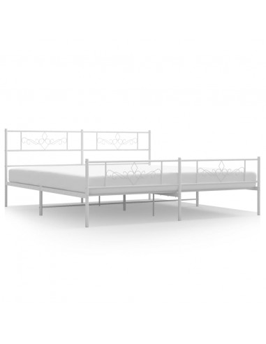 Giroletto con Testiera e Pediera Metallo Bianco 193x203 cm