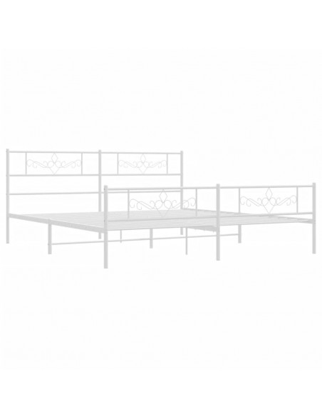 Giroletto con Testiera e Pediera Metallo Bianco 193x203 cm