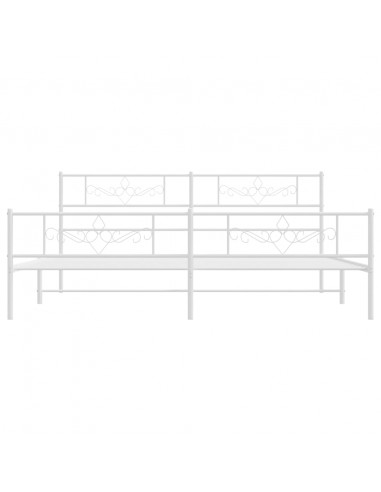 Giroletto con Testiera e Pediera Metallo Bianco 193x203 cm