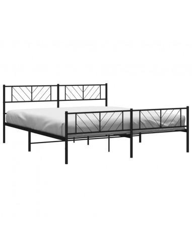 Giroletto con Testiera e Pediera Metallo Nero 193x203 cm