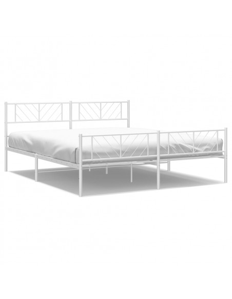 Giroletto con Testiera e Pediera Metallo Bianco 193x203 cm