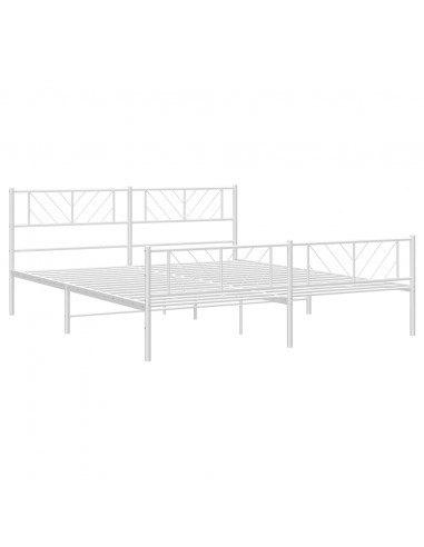 Giroletto con Testiera e Pediera Metallo Bianco 193x203 cm