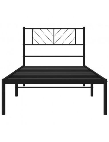 Giroletto con Testiera in Metallo Nero 90x190 cm