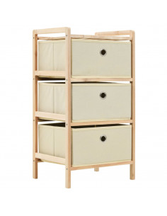 Scaffale con 3 Cesti in Tessuto in Legno di Cedro Beige 2