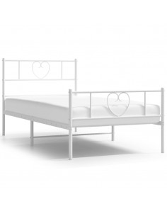 Giroletto con Testiera e Pediera Metallo Bianco 75x190 cm 2