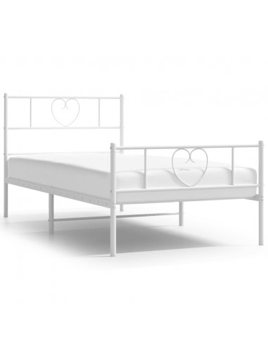 Giroletto con Testiera e Pediera Metallo Bianco 75x190 cm