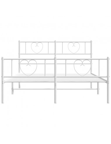 Giroletto con Testiera e Pediera Metallo Bianco 135x190 cm