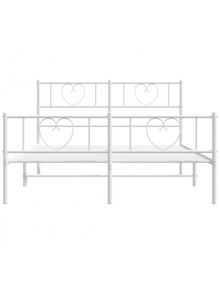 Giroletto con Testiera e Pediera Metallo Bianco 135x190 cm