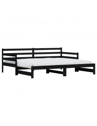 Divano Letto con Letto Estraibile Nero 90x200cm Massello Pino