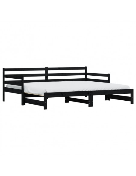 Divano Letto con Letto Estraibile Nero 90x200cm Massello Pino
