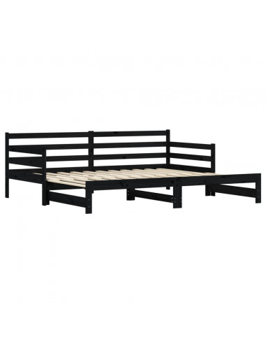 Divano Letto con Letto Estraibile Nero 90x200cm Massello Pino