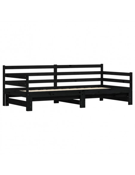 Divano Letto con Letto Estraibile Nero 90x200cm Massello Pino
