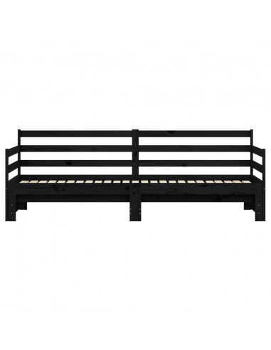 Divano Letto con Letto Estraibile Nero 90x200cm Massello Pino