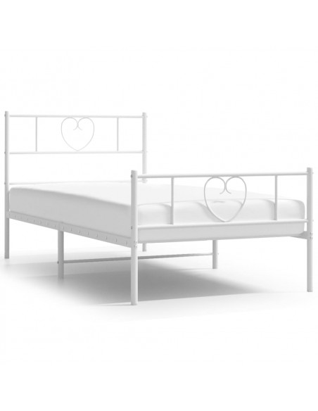 Giroletto con Testiera e Pediera Metallo Bianco 80x200 cm