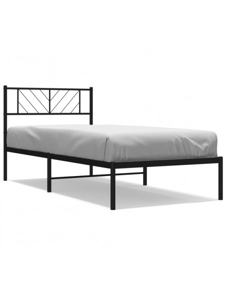 Giroletto con Testiera in Metallo Nero 100x190 cm