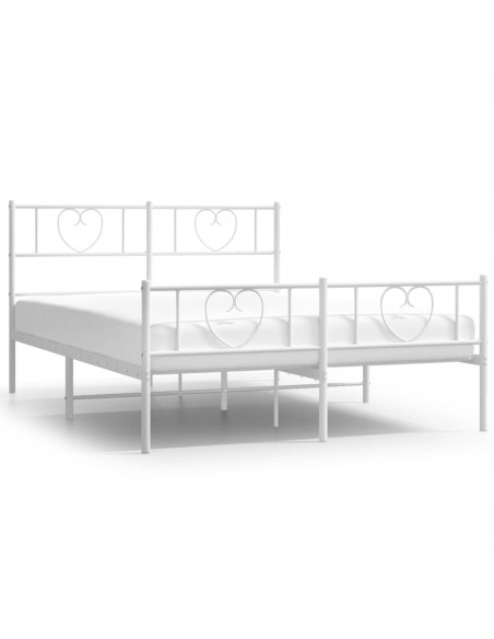 Giroletto con Testiera e Pediera Metallo Bianco 140x190 cm