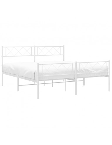 Giroletto con Testiera e Pediera Metallo Bianco 140x190 cm