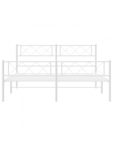 Giroletto con Testiera e Pediera Metallo Bianco 140x190 cm