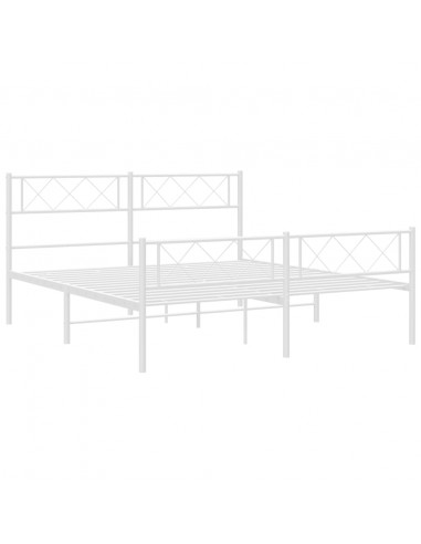 Giroletto con Testiera e Pediera Metallo Bianco 140x190 cm