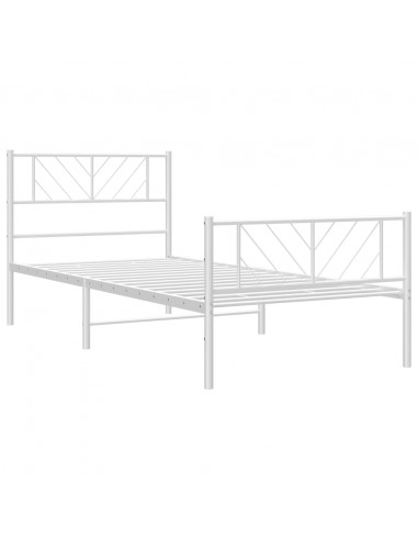 Giroletto con Testiera e Pediera Metallo Bianco 100x190 cm