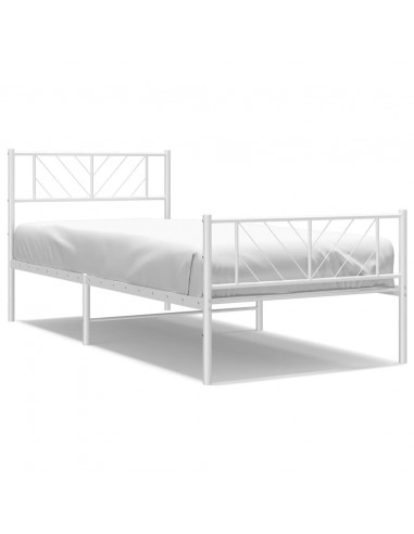 Giroletto con Testiera e Pediera Metallo Bianco 75x190 cm