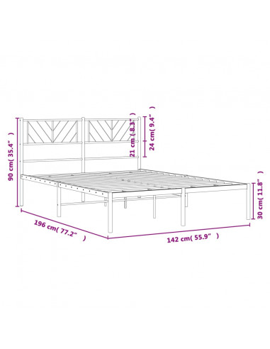 Giroletto con Testiera in Metallo Nero 135x190 cm