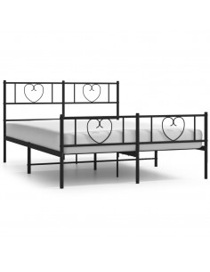 Giroletto con Testiera e Pediera Metallo Nero 135x190 cm 2