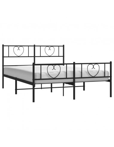 Giroletto con Testiera e Pediera Metallo Nero 135x190 cm