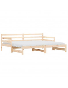 Divano Letto con Letto Estraibile 90x200cm Legno Massello Pino 2