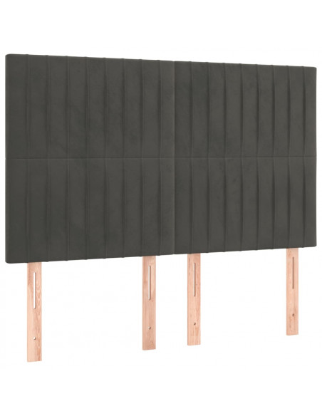 Giroletto con Testiera Grigio Scuro 140x190 cm in Velluto