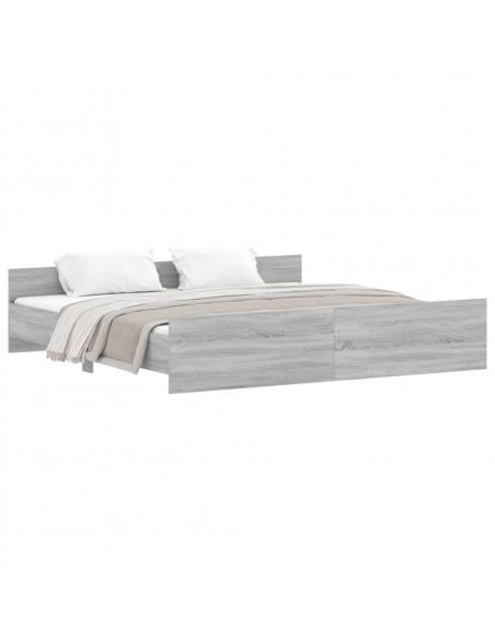Giroletto con Testiera e Pediera Grigio Sonoma 180x200 cm