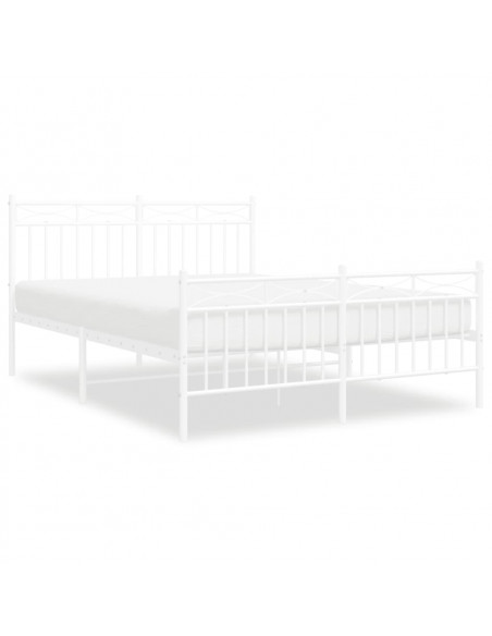 Giroletto con Testiera e Pediera Metallo Bianco 140x190 cm