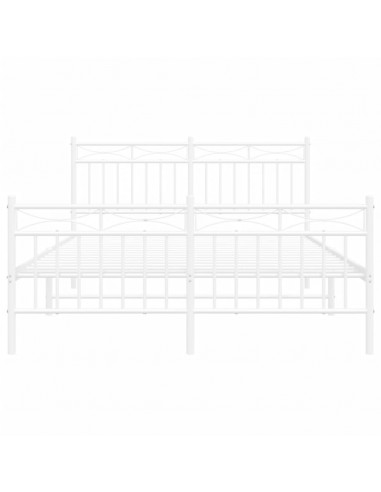 Giroletto con Testiera e Pediera Metallo Bianco 140x190 cm