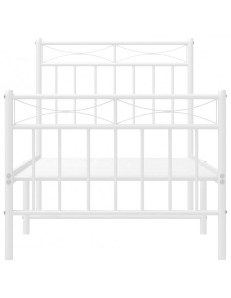 Giroletto con Testiera e Pediera Metallo Bianco 80x200 cm
