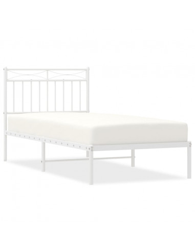 Giroletto con Testiera Metallo Bianco 90x190 cm