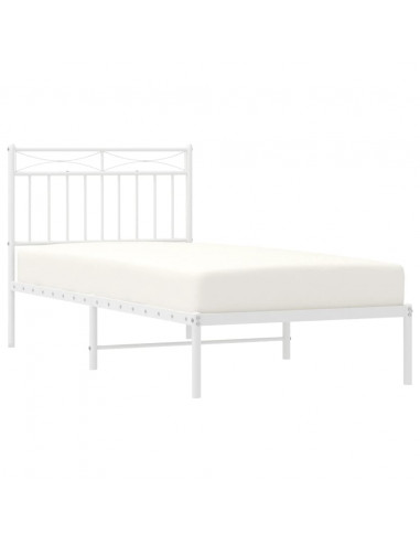 Giroletto con Testiera Metallo Bianco 90x190 cm