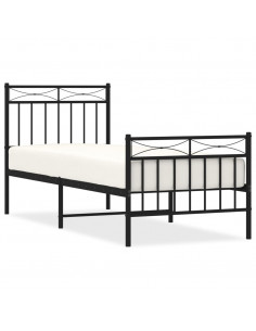 Giroletto con Testiera e Pediera Metallo Nero 75x190 cm 2