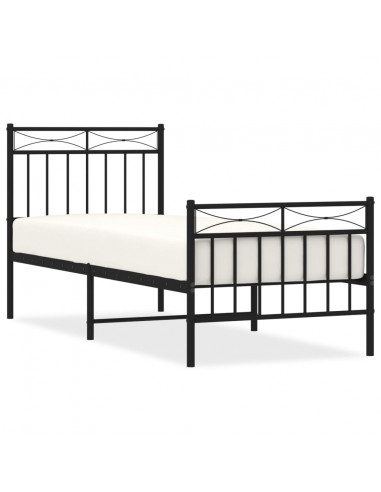 Giroletto con Testiera e Pediera Metallo Nero 75x190 cm