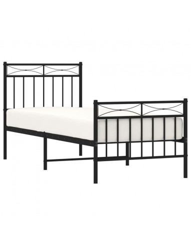 Giroletto con Testiera e Pediera Metallo Nero 75x190 cm