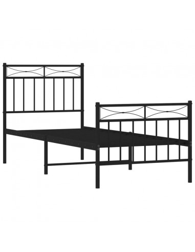 Giroletto con Testiera e Pediera Metallo Nero 75x190 cm