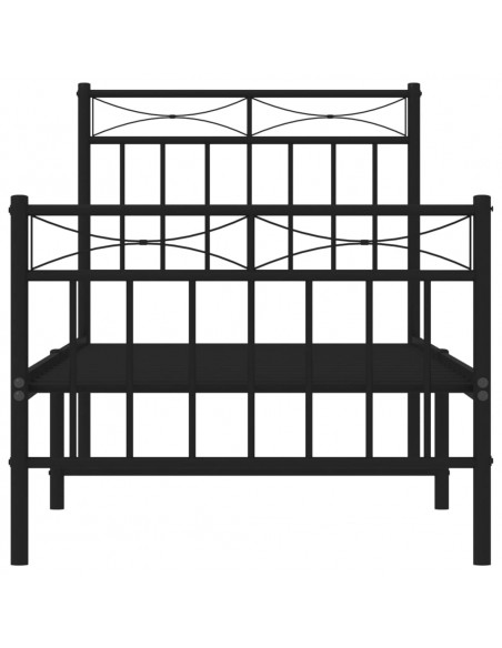 Giroletto con Testiera e Pediera Metallo Nero 75x190 cm