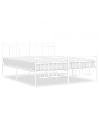 Giroletto con Testiera e Pediera Metallo Bianco 150x200 cm