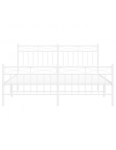 Giroletto con Testiera e Pediera Metallo Bianco 150x200 cm