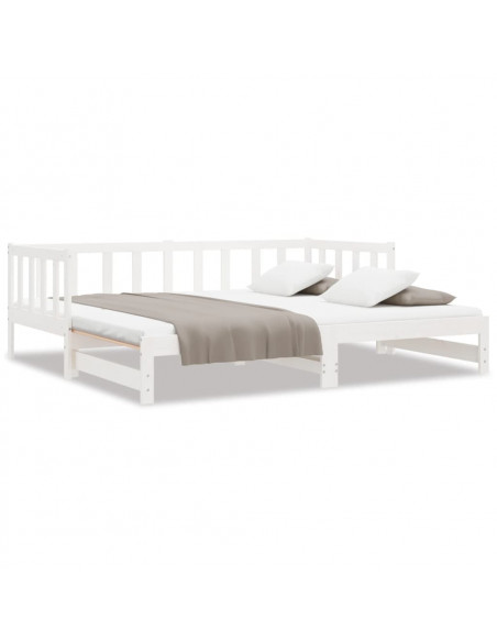 Divano Letto con Letto Estraibile Bianco 90x190cm Massello Pino