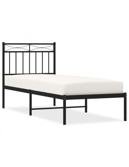 Giroletto con Testiera in Metallo Nero 80x200 cm