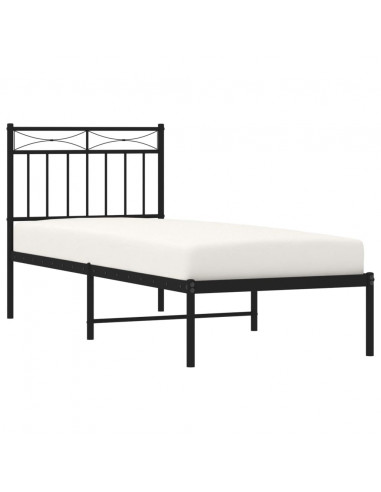 Giroletto con Testiera in Metallo Nero 80x200 cm