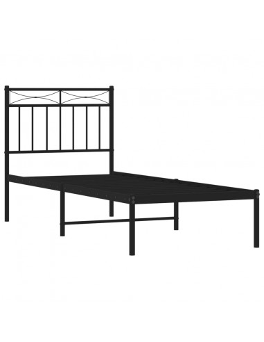 Giroletto con Testiera in Metallo Nero 80x200 cm