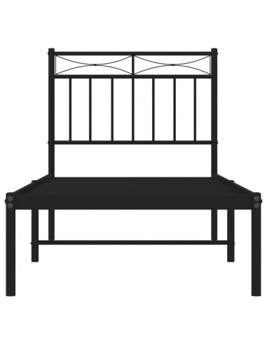 Giroletto con Testiera in Metallo Nero 80x200 cm