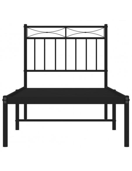Giroletto con Testiera in Metallo Nero 80x200 cm